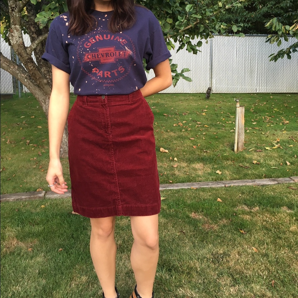 Vintage Red Corduroy Skirt